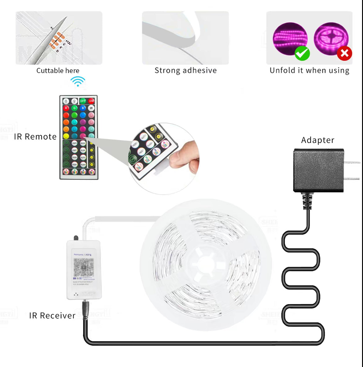 50FT Led Strip Lights RGB Music Sync Color Changing Bluetooth Led Lights with Smart App Control Remote Led Lights for Bedroom Room Lighting Flexible Home Décor