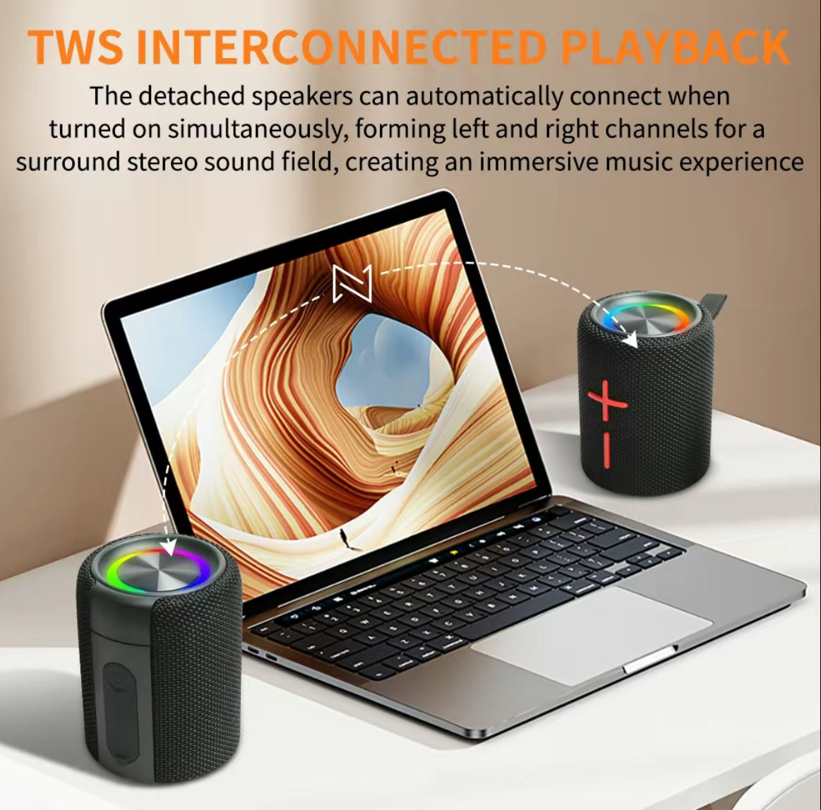 2 in 1 Portable Splittable Bluetooth Speaker, Waterproof Split Wireless Speaker Bluetooth