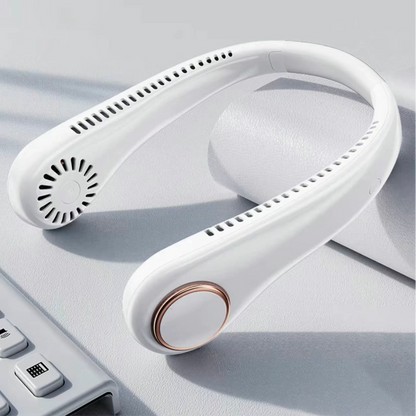 Bladeless Neck Fan with Neckband - Lightweight Small Fan - Portable Mini USB Fan - Rechargeable Personal Fan (White)